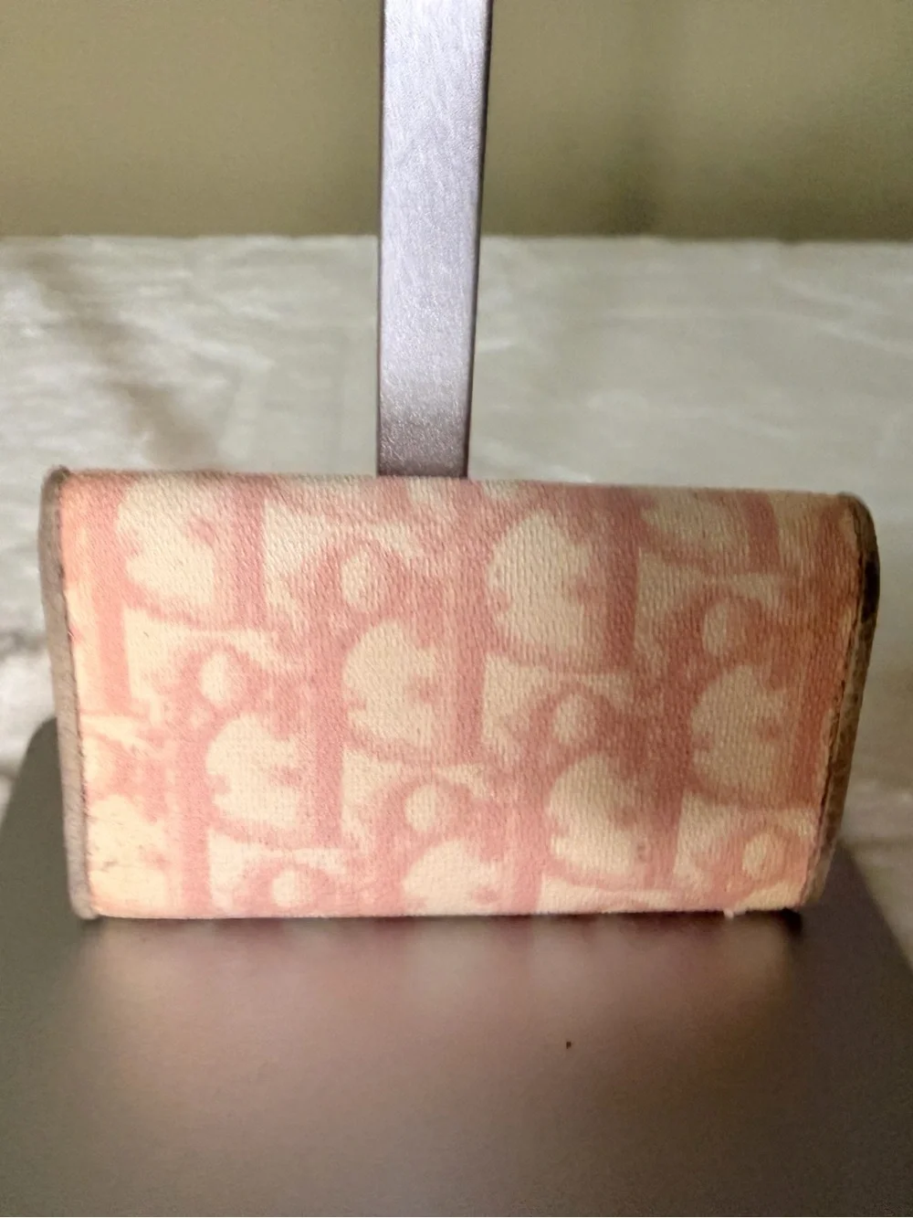 Christian Dior Vintage Trotter Key Case in Pink with Silver 'D'
